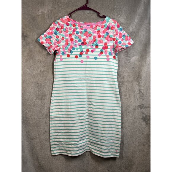 Joules Midi Dress Size 8 Cotton Riviera Abstract Jersey Dot Green  Stripe Tshirt - Picture 3 of 6